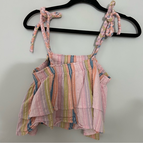Show Me Your Mumu Klum Ruffle Tiered Braided Top in Paradise Stripe - Picture 5 of 6